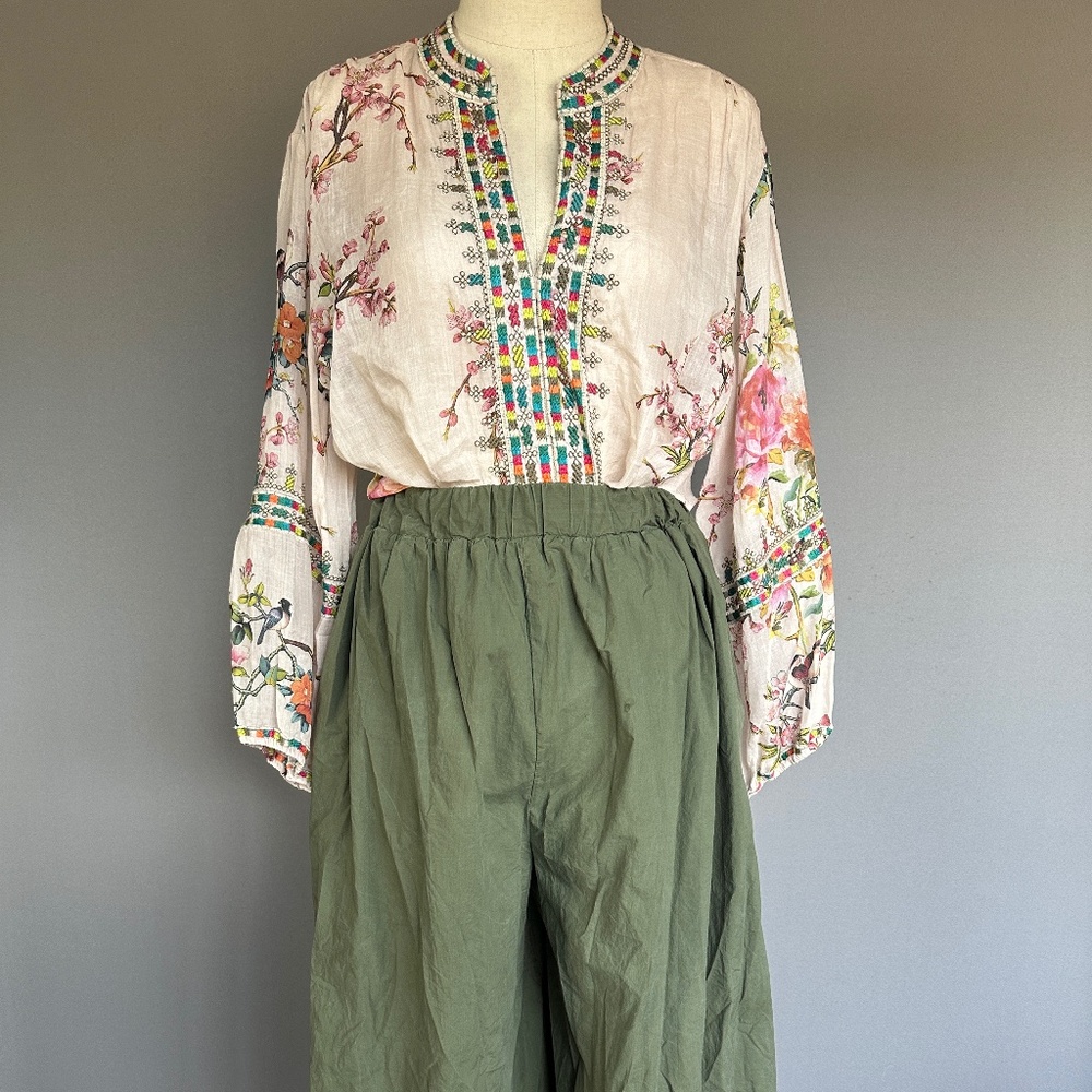 Johnny Was Linen Cherry Blossom Blouse